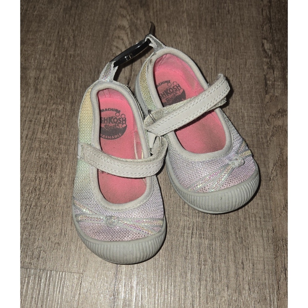 OshKosh Bgosh~Girls Baby/Toddler~Size 5~Slip On Casual Shoes~multi Color~sparkle